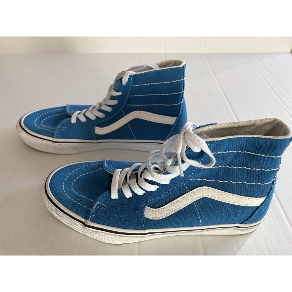 Vans Sk8-Hi Men 8 Womens 9.5 Skate Sneaker‎ Trainer Casual Shoes Blue High Top
